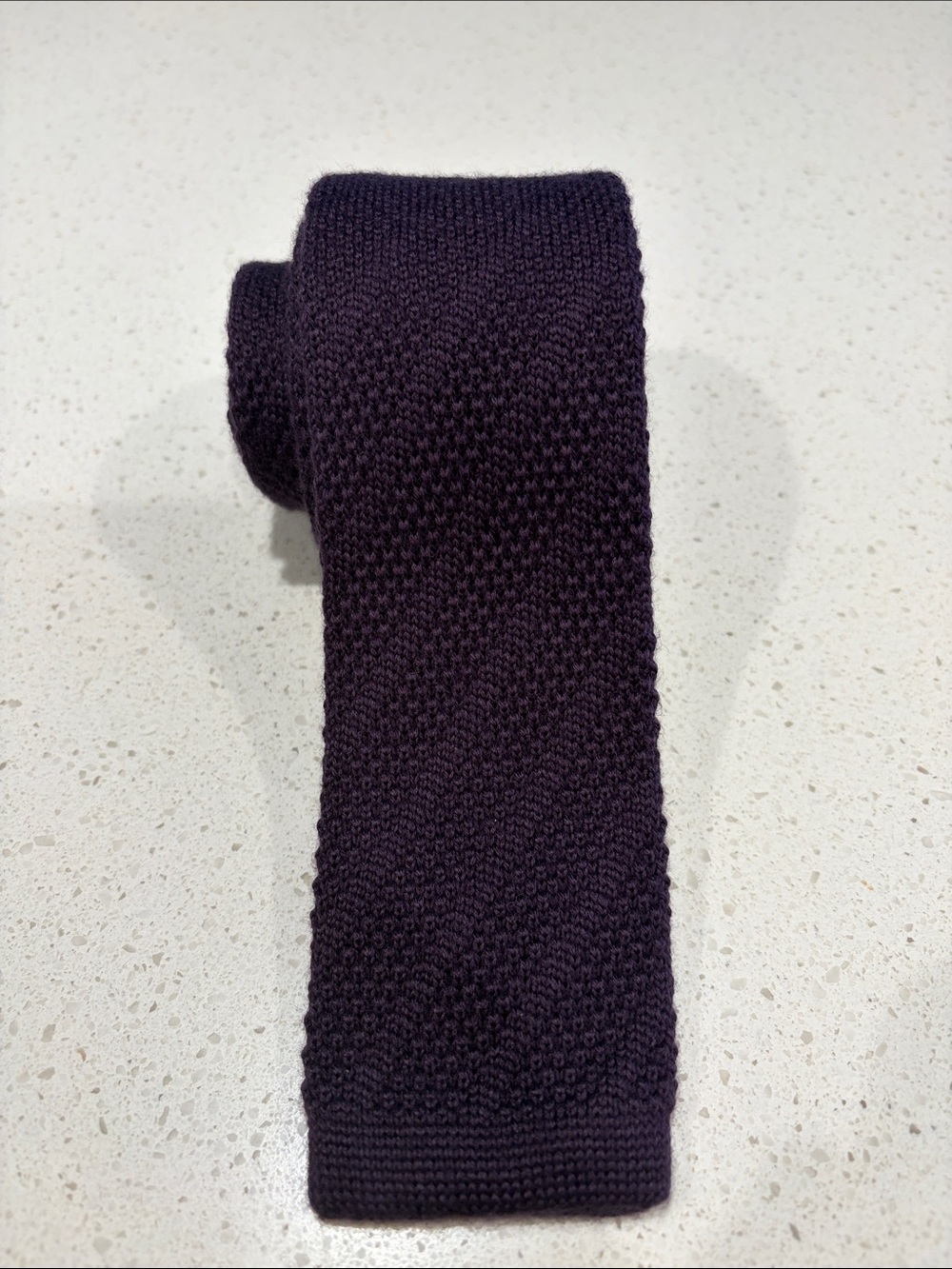 Uniqlo Dark Plum &Rust Knit Tie - Solid Texture